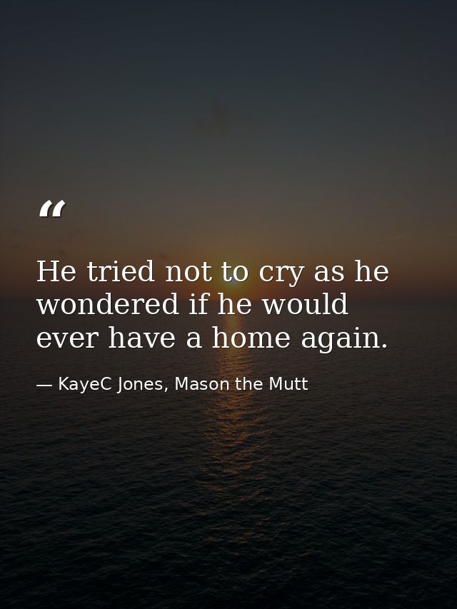 He tried not to cry as he wondered if he would ever have a home again. — KayeC Jones, Mason the Mutt