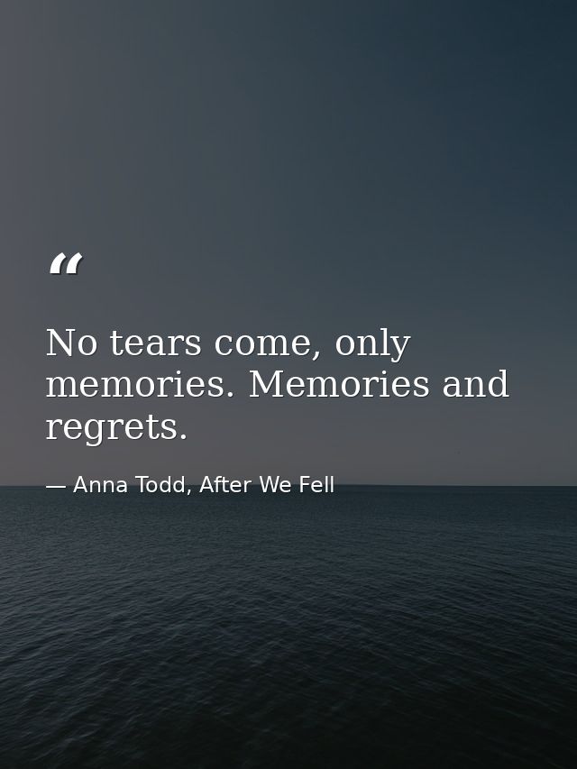 No tears come, only memories. Memories and regrets. — Anna Todd, After We Fell