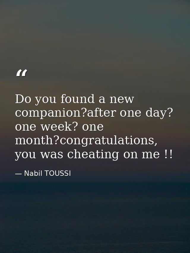 Do you found a new companion?after one day? one week? one month?congratulations, you was cheating on me !! — Nabil TOUSSI