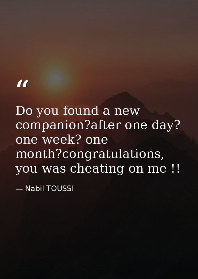 Do you found a new companion?after one day? one week? one month?congratulations, you was cheating on me !! — Nabil TOUSSI