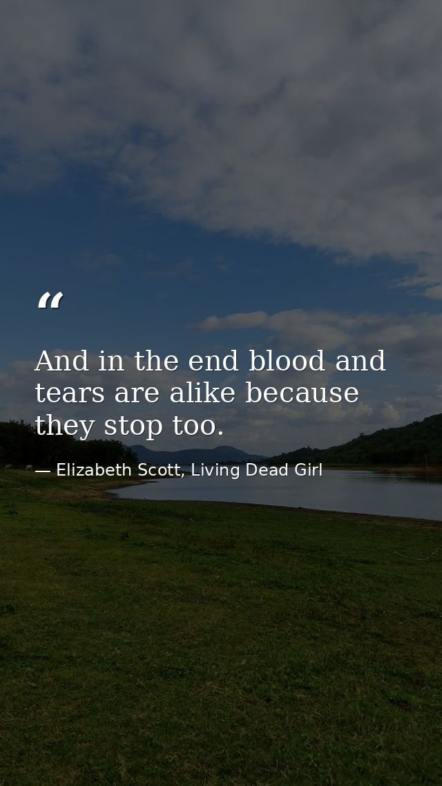 And in the end blood and tears are alike because they stop too. — Elizabeth Scott, Living Dead Girl