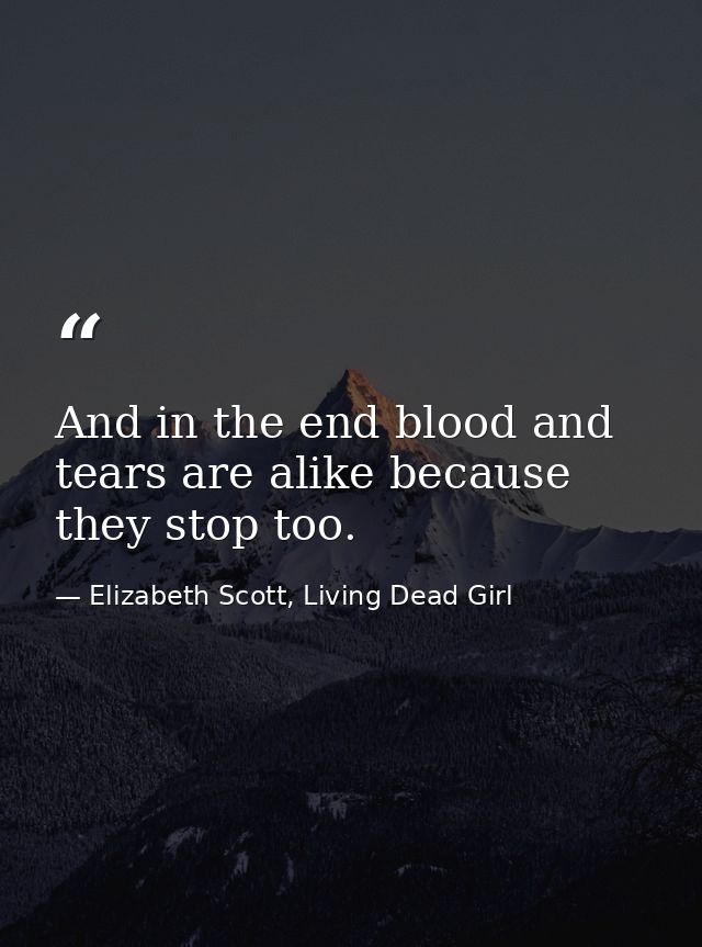 And in the end blood and tears are alike because they stop too. — Elizabeth Scott, Living Dead Girl
