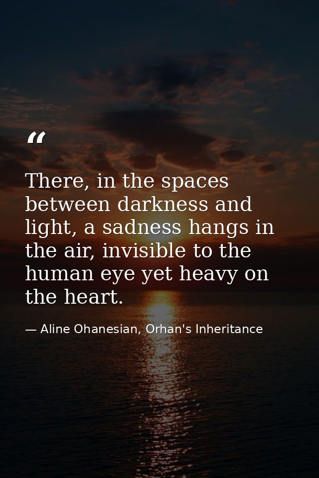 There, in the spaces between darkness and light, a sadness hangs in the air, invisible to the human eye yet heavy on the — Aline Ohanesian, Orhan's Inheritance
