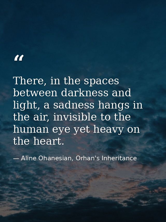 There, in the spaces between darkness and light, a sadness hangs in the air, invisible to the human eye yet heavy on the — Aline Ohanesian, Orhan's Inheritance
