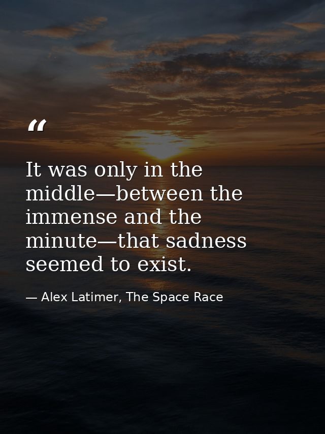 It was only in the middle—between the immense and the minute—that sadness seemed to exist. — Alex Latimer, The Space Race