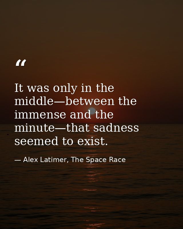 It was only in the middle—between the immense and the minute—that sadness seemed to exist. — Alex Latimer, The Space Race