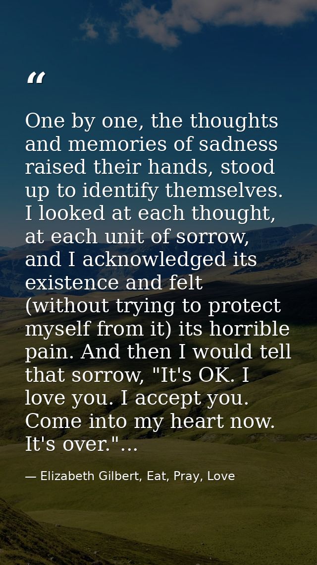 One by one, the thoughts and memories of sadness raised their hands, stood up to identify themselves. I looked at each t — Elizabeth Gilbert, Eat, Pray, Love