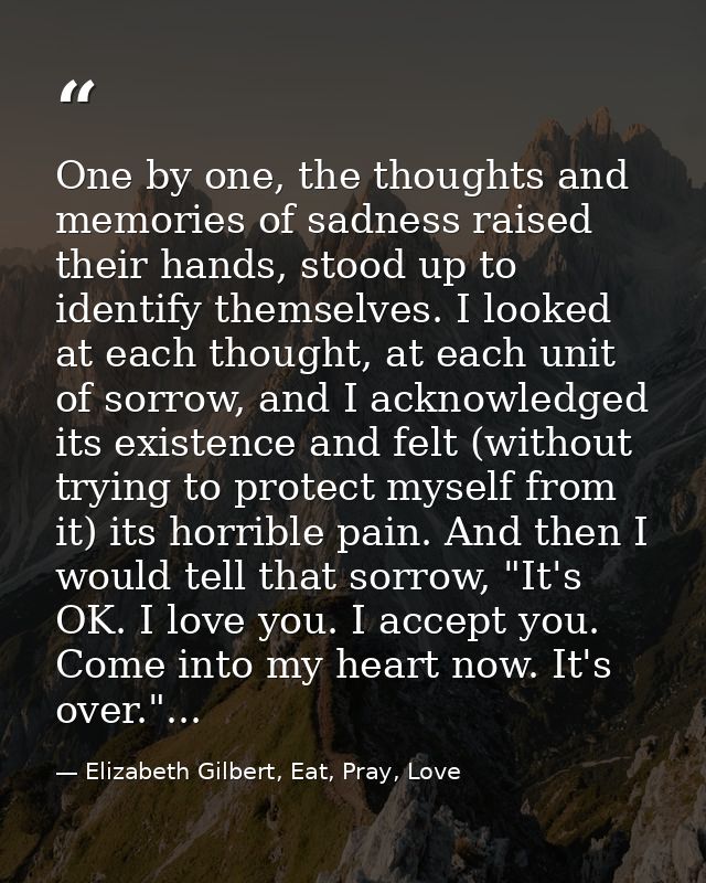 One by one, the thoughts and memories of sadness raised their hands, stood up to identify themselves. I looked at each t — Elizabeth Gilbert, Eat, Pray, Love