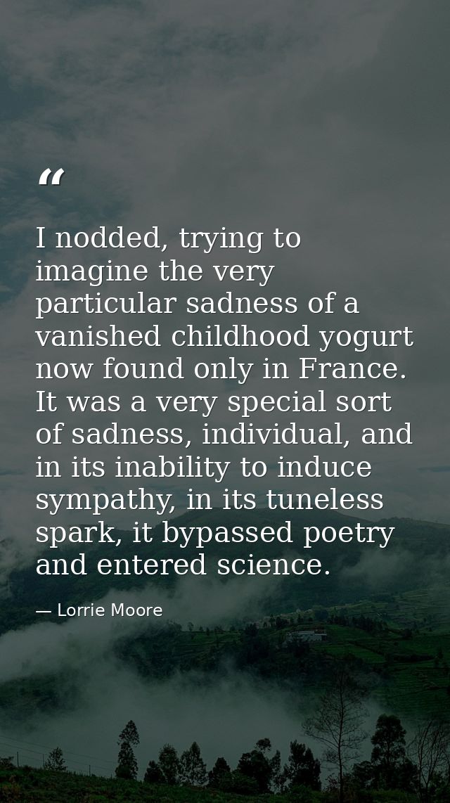 I nodded, trying to imagine the very particular sadness of a vanished childhood yogurt now found only in France. It was  — Lorrie Moore