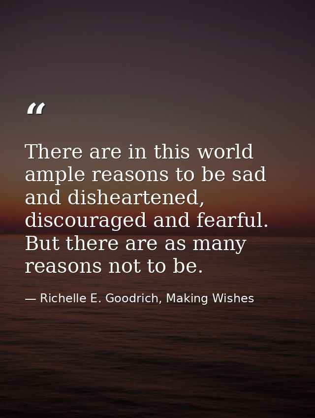 There are in this world ample reasons to be sad and disheartened, discouraged and fearful. But there are as many reasons — Richelle E. Goodrich, Making Wishes