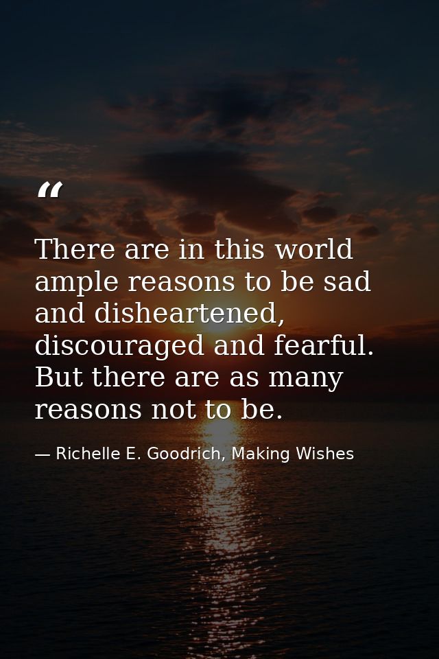 There are in this world ample reasons to be sad and disheartened, discouraged and fearful. But there are as many reasons — Richelle E. Goodrich, Making Wishes