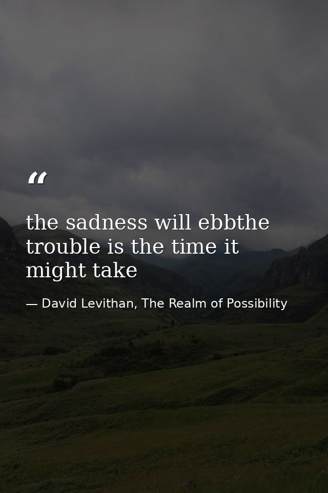 the sadness will ebbthe trouble is the time it might take — David Levithan, The Realm of Possibility