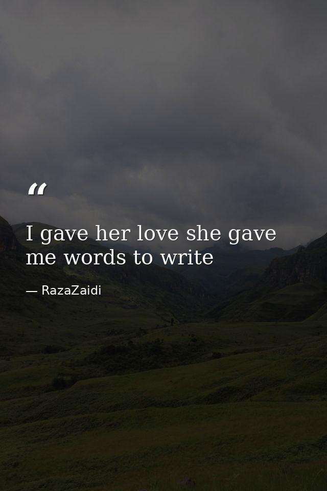 I gave her love she gave me words to write — RazaZaidi