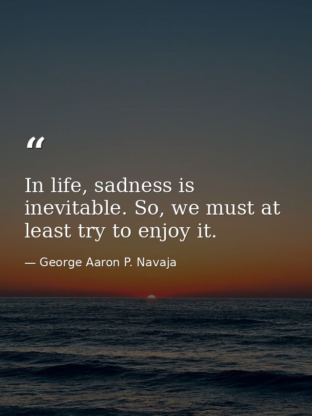 In life, sadness is inevitable. So, we must at least try to enjoy it. — George Aaron P. Navaja