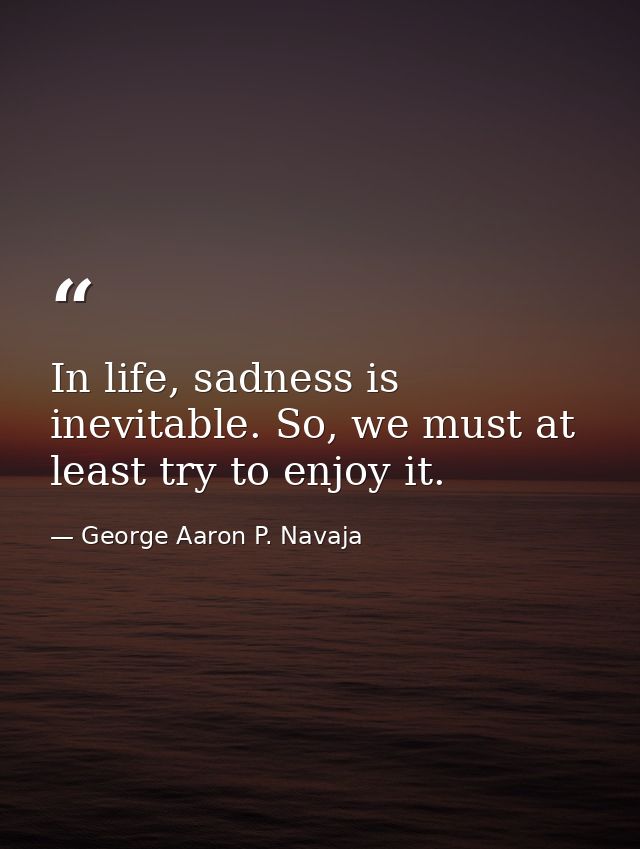 In life, sadness is inevitable. So, we must at least try to enjoy it. — George Aaron P. Navaja