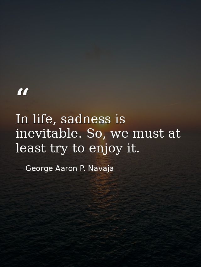 In life, sadness is inevitable. So, we must at least try to enjoy it. — George Aaron P. Navaja