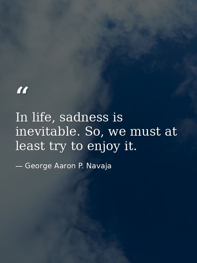In life, sadness is inevitable. So, we must at least try to enjoy it. — George Aaron P. Navaja