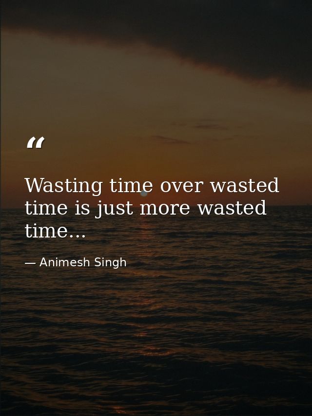 Wasting time over wasted time is just more wasted time... — Animesh Singh