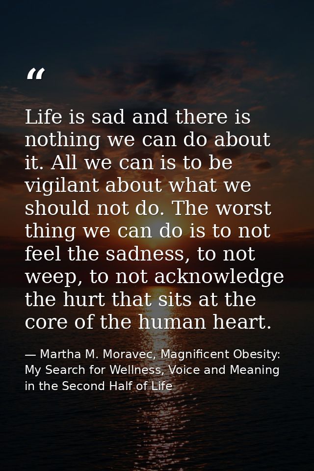 Life is sad and there is nothing we can do about it. All we can is to be vigilant about what we should not do. The worst — Martha M. Moravec, Magnificent Obesity: My Search for Wellness, Voice and Meaning in the Second Half of Life