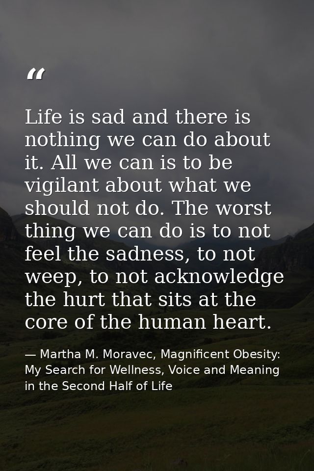 Life is sad and there is nothing we can do about it. All we can is to be vigilant about what we should not do. The worst — Martha M. Moravec, Magnificent Obesity: My Search for Wellness, Voice and Meaning in the Second Half of Life