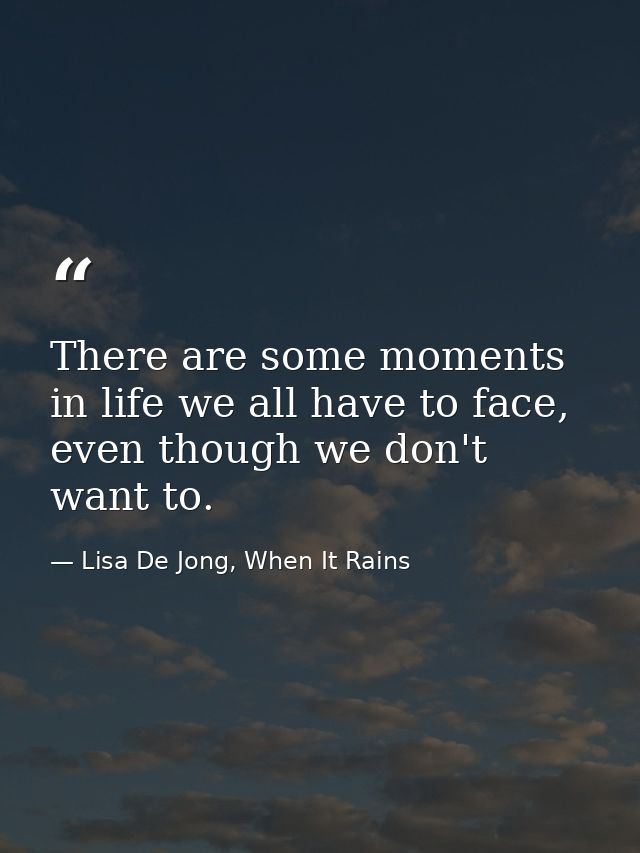There are some moments in life we all have to face, even though we don't want to. — Lisa De Jong, When It Rains
