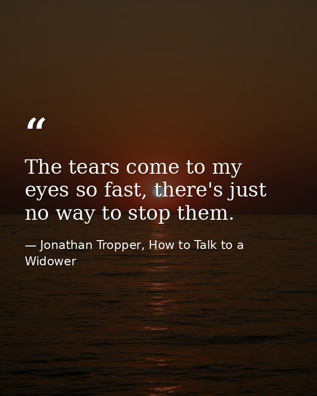 The tears come to my eyes so fast, there's just no way to stop them. — Jonathan Tropper, How to Talk to a Widower