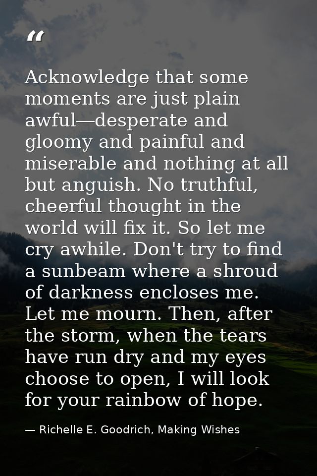 Acknowledge that some moments are just plain awful―desperate and gloomy and painful and miserable and nothing at all but — Richelle E. Goodrich, Making Wishes
