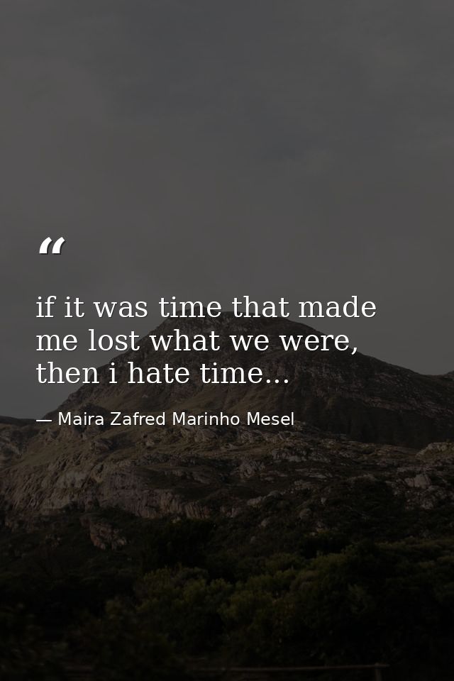 if it was time that made me lost what we were, then i hate time... — Maira Zafred Marinho Mesel
