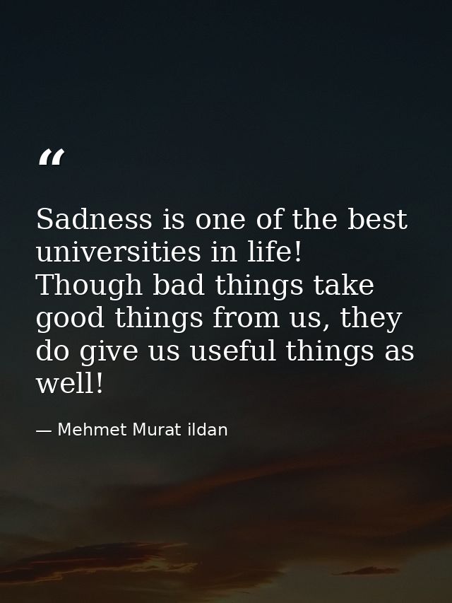 Sadness is one of the best universities in life! Though bad things take good things from us, they do give us useful thin — Mehmet Murat ildan