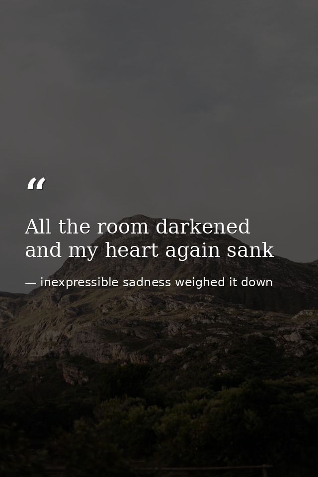 All the room darkened and my heart again sank — inexpressible sadness weighed it down