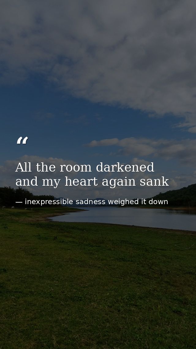 All the room darkened and my heart again sank — inexpressible sadness weighed it down