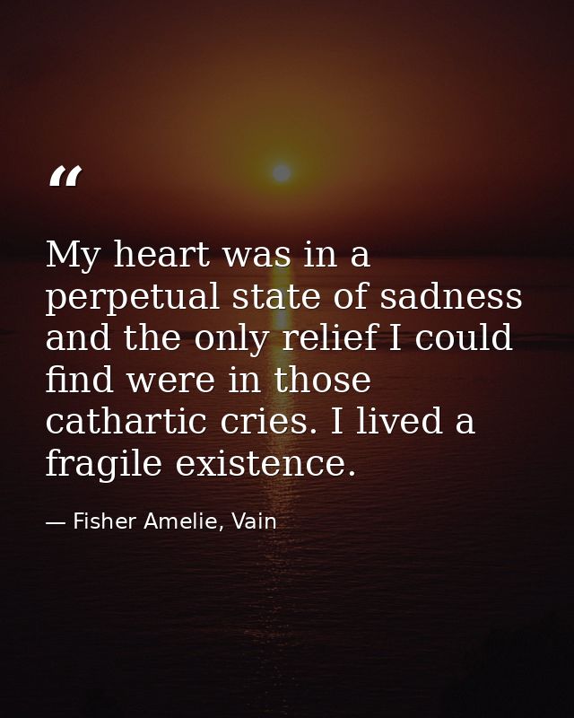 My heart was in a perpetual state of sadness and the only relief I could find were in those cathartic cries. I lived a f — Fisher Amelie, Vain