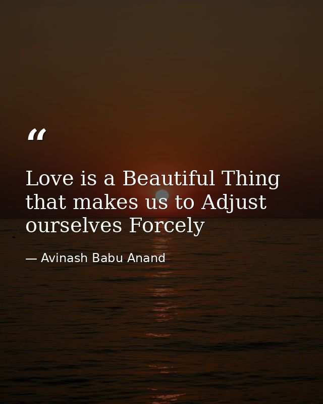 Love is a Beautiful Thing that makes us to Adjust ourselves Forcely — Avinash Babu Anand