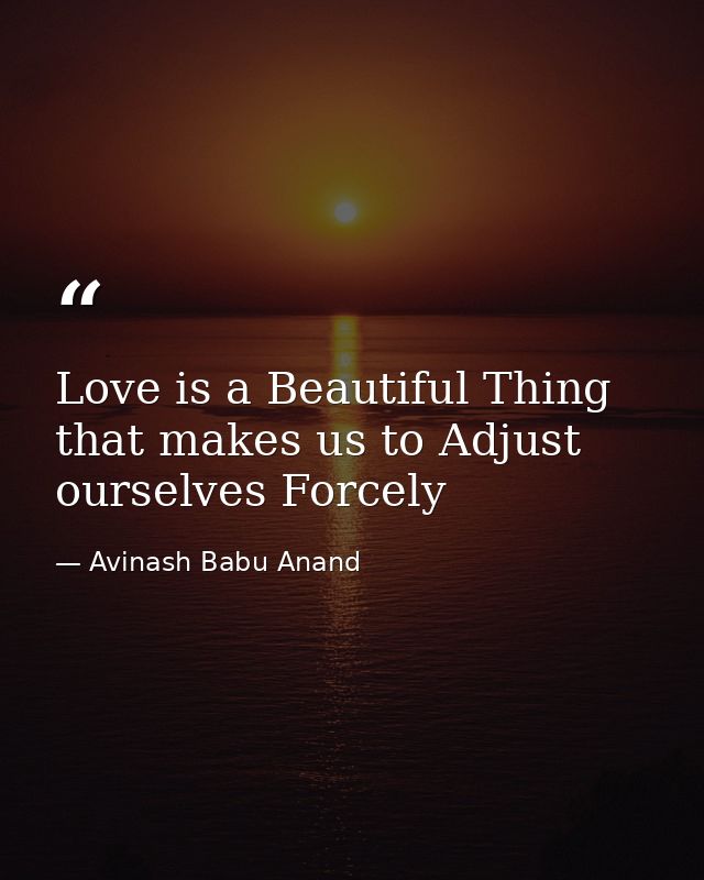 Love is a Beautiful Thing that makes us to Adjust ourselves Forcely — Avinash Babu Anand