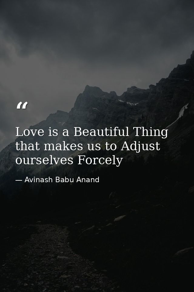 Love is a Beautiful Thing that makes us to Adjust ourselves Forcely — Avinash Babu Anand