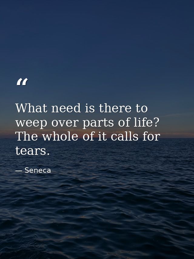 What need is there to weep over parts of life? The whole of it calls for tears. — Seneca