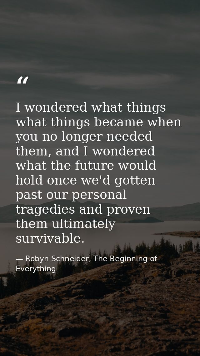 I wondered what things what things became when you no longer needed them, and I wondered what the future would hold once — Robyn Schneider, The Beginning of Everything