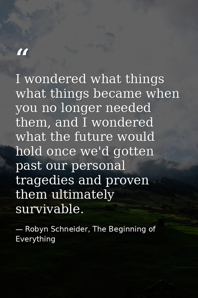 I wondered what things what things became when you no longer needed them, and I wondered what the future would hold once — Robyn Schneider, The Beginning of Everything