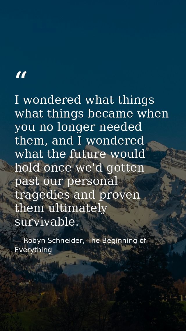 I wondered what things what things became when you no longer needed them, and I wondered what the future would hold once — Robyn Schneider, The Beginning of Everything
