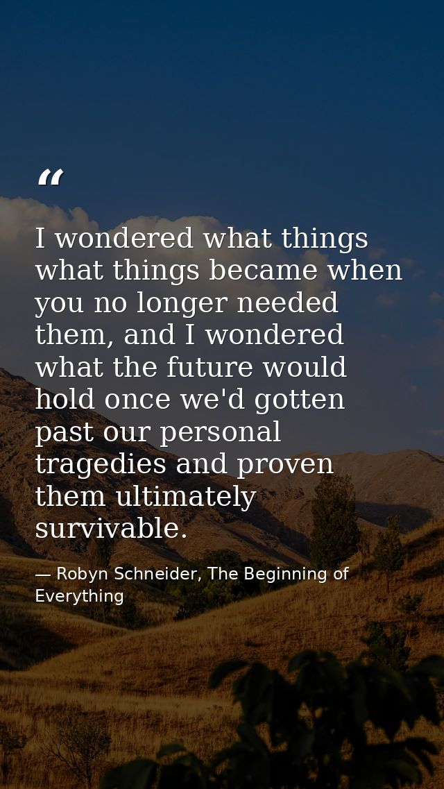 I wondered what things what things became when you no longer needed them, and I wondered what the future would hold once — Robyn Schneider, The Beginning of Everything