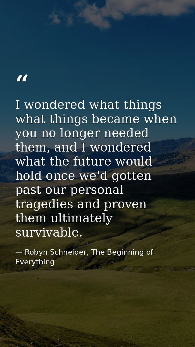 I wondered what things what things became when you no longer needed them, and I wondered what the future would hold once — Robyn Schneider, The Beginning of Everything