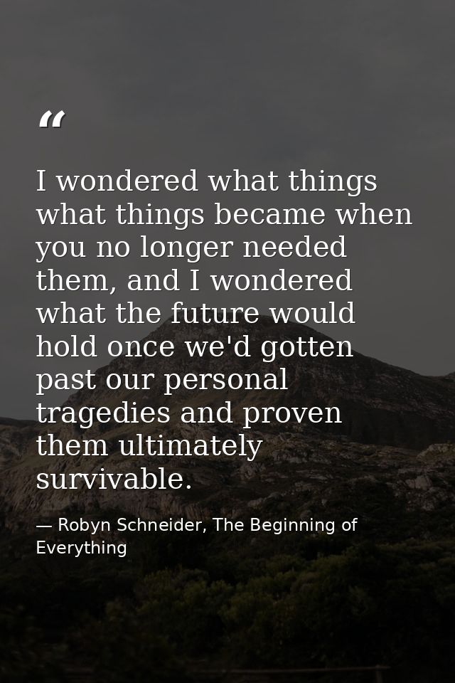 I wondered what things what things became when you no longer needed them, and I wondered what the future would hold once — Robyn Schneider, The Beginning of Everything