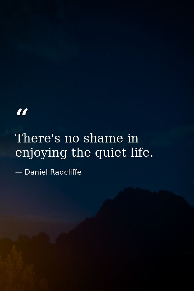 There's no shame in enjoying the quiet life. — Daniel Radcliffe
