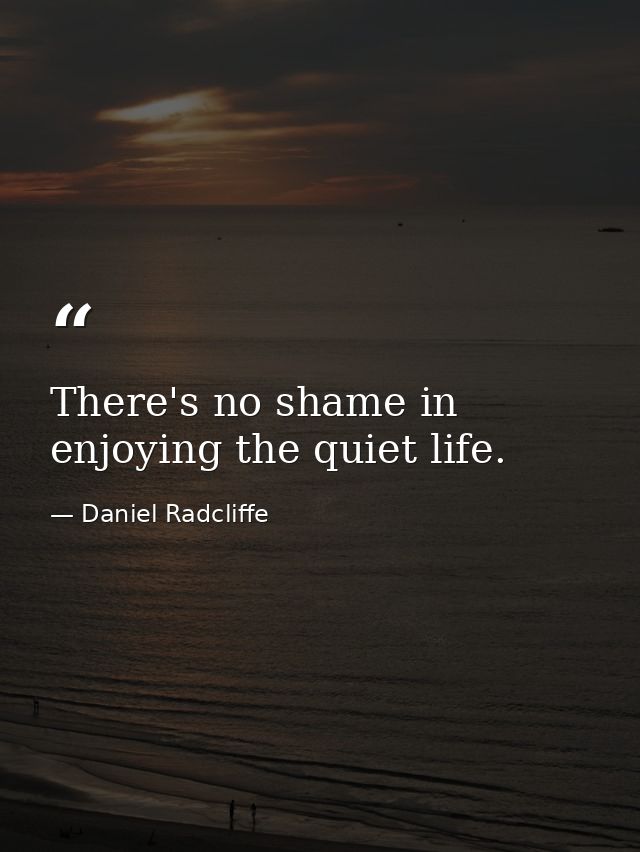 There's no shame in enjoying the quiet life. — Daniel Radcliffe