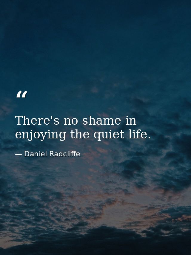 There's no shame in enjoying the quiet life. — Daniel Radcliffe