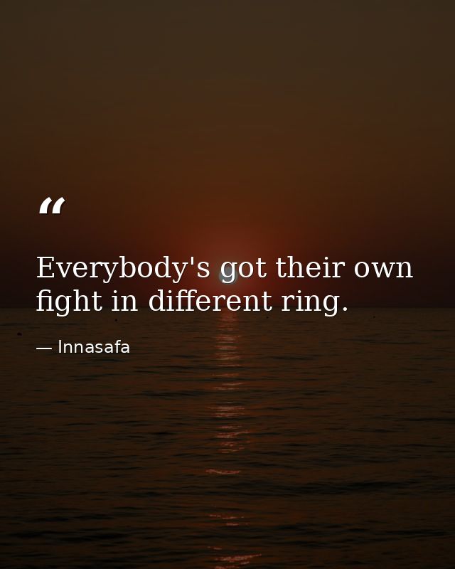 Everybody's got their own fight in different ring. — Innasafa