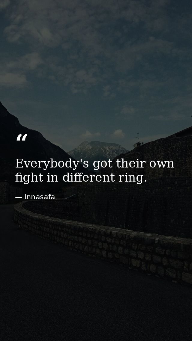 Everybody's got their own fight in different ring. — Innasafa