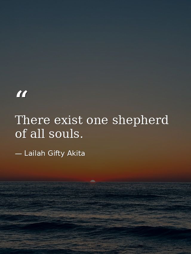 There exist one shepherd of all souls. — Lailah Gifty Akita