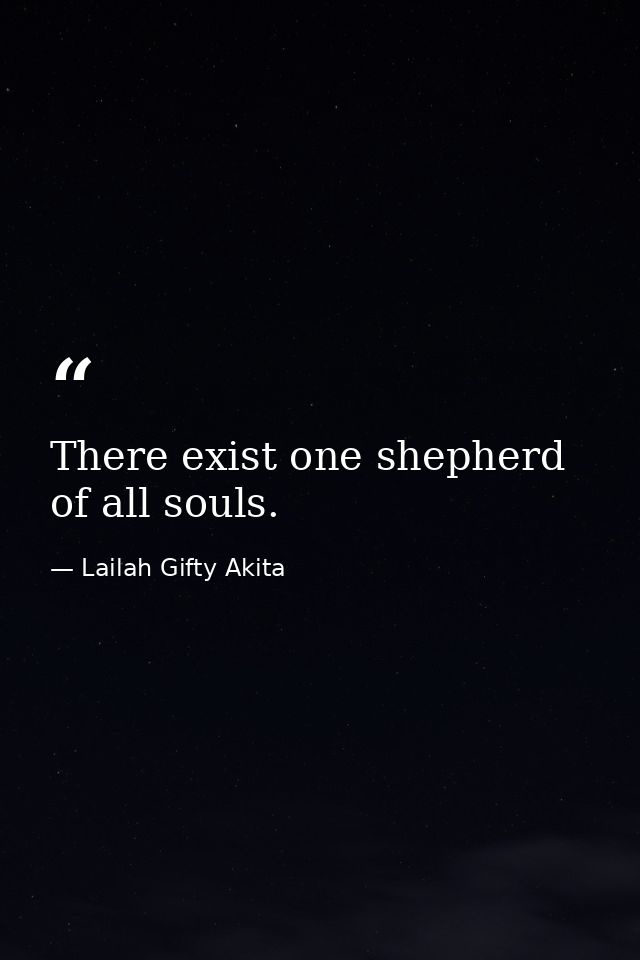 There exist one shepherd of all souls. — Lailah Gifty Akita
