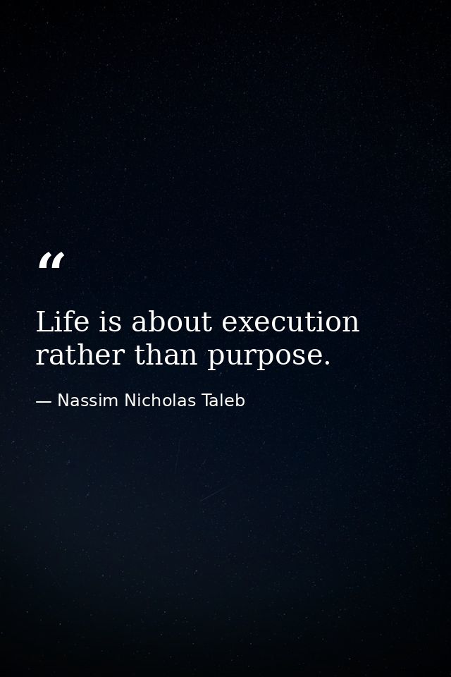 Life is about execution rather than purpose. — Nassim Nicholas Taleb